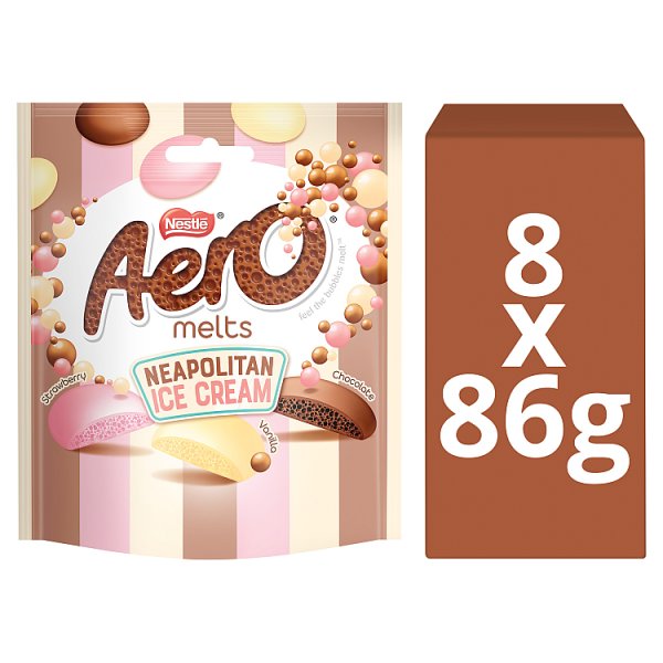 Aero Melts Neapolitan Ice Cream Flavour Chocolate Sharing Bag 86g