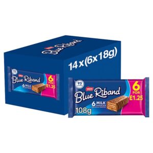 Blue Riband Milk Chocolate Wafer Biscuit Bar 6 Pack Multipack 108g PMP