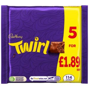 Cadbury Twirl Chocolate Bar 5 Pack Multipack PMP 107.5g