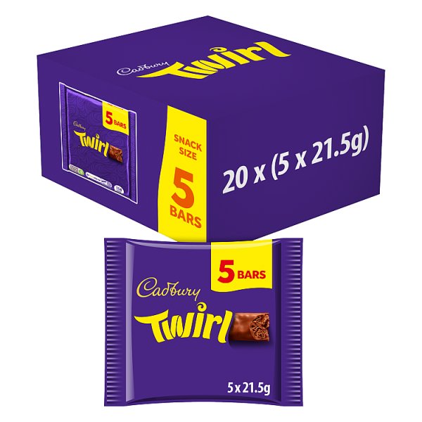 Cadbury Twirl Chocolate Bar 5 Pack Multipack 107.5g